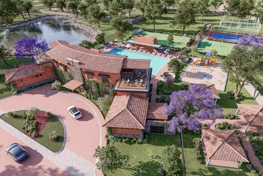 Vista aérea de un cluster en Hacienda Maderas León